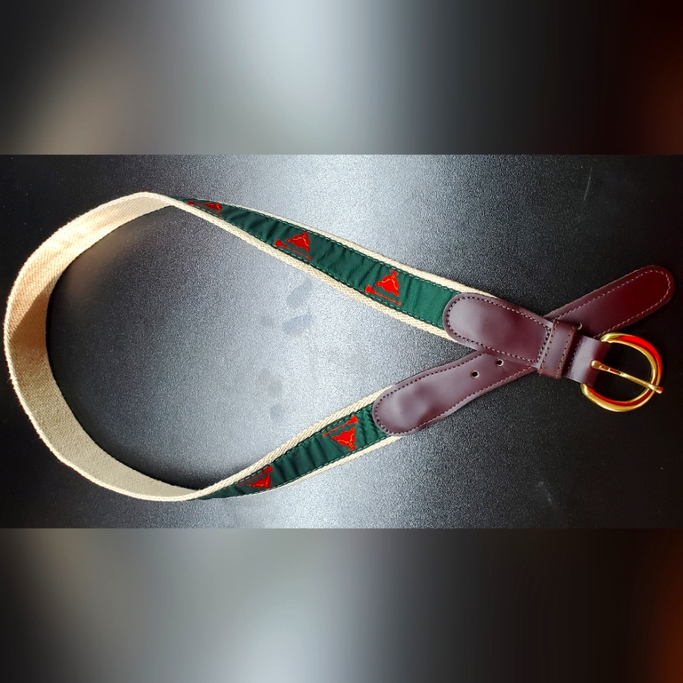 Preston Leather Made In Usa / Web Belt Size 36 Fox Hunt Design